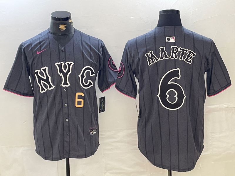 Men New York Mets #6 Marte Black City Edition 2024 Nike MLB Jersey style 2